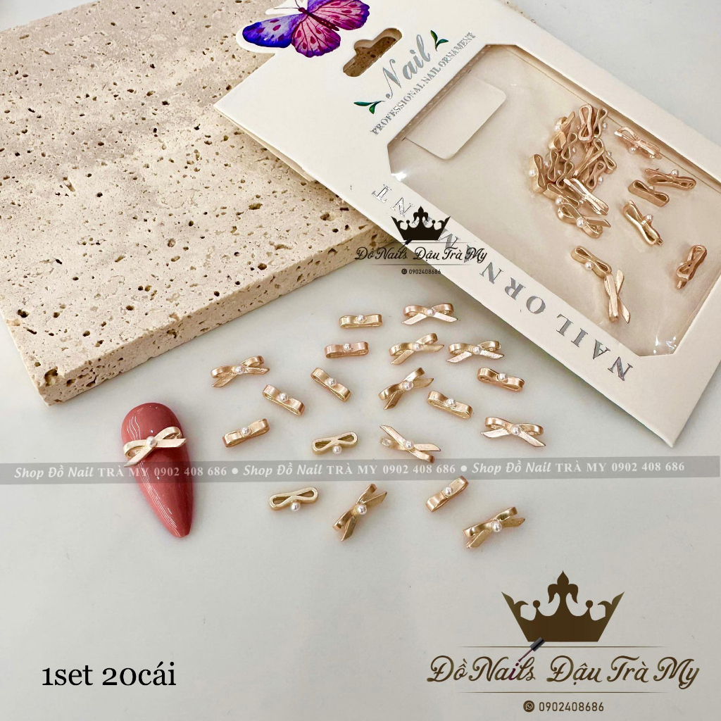 Phụ kiện nail - Set charm nơ N396 trang trí móng tay