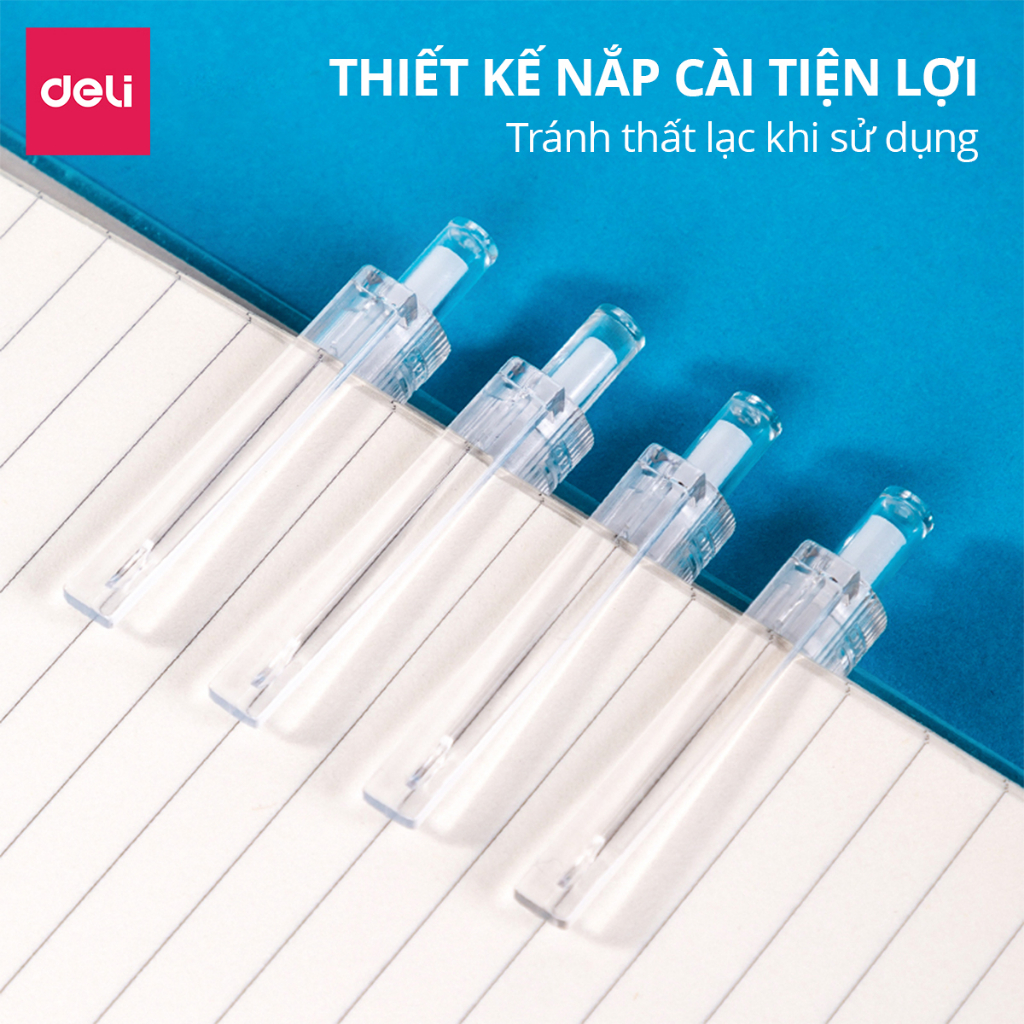 Bút bi nước bút gel bút mực bấm văn phòng Deli mực đen ngòi 0.35mm học sinh mực đều, ngòi nhỏ có ruột thay thế - 1 chiếc