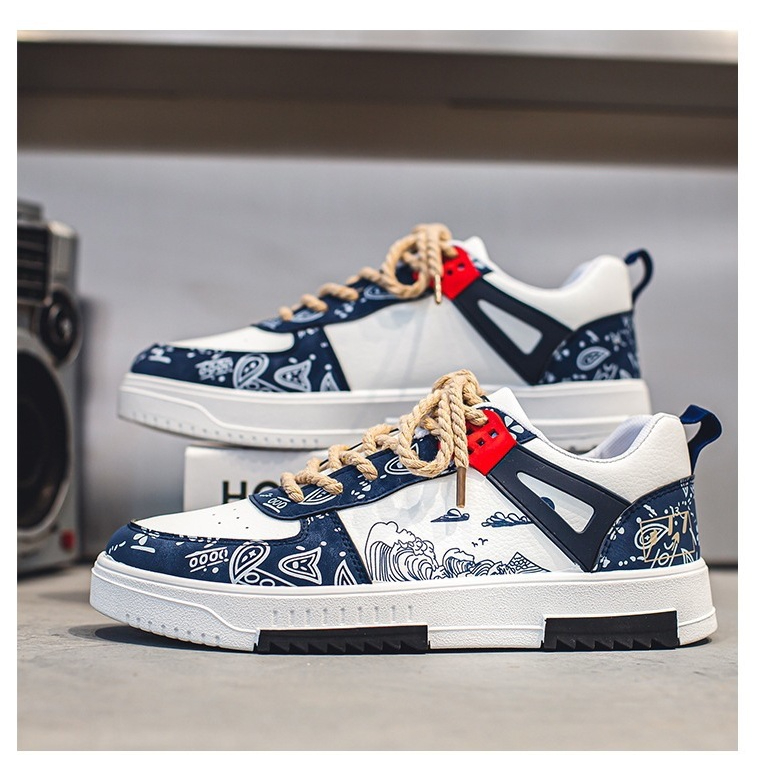 Giày sneaker nam thể thao thời trang hoạ tiết Cơn Sóng phong cách vintage lên chân cực chất dễ phối đồ TH-67