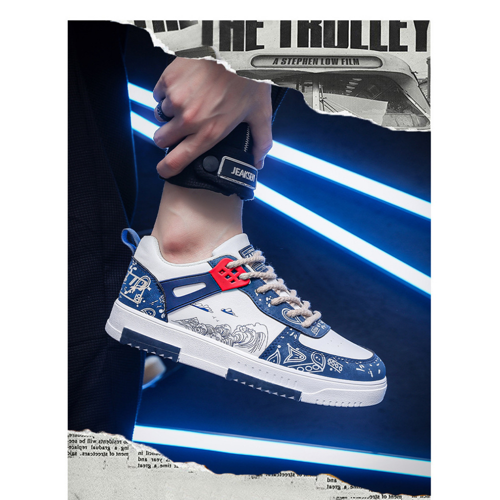 Giày sneaker nam thể thao thời trang hoạ tiết Cơn Sóng phong cách vintage lên chân cực chất dễ phối đồ TH-67