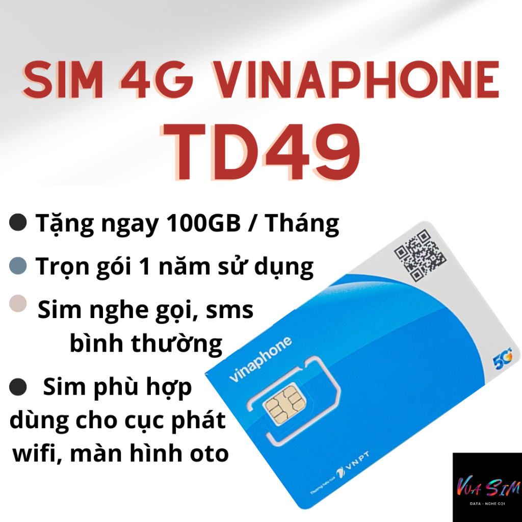 SIM 4G VINAPHONE BIG50Y U1500 TD49 D159V 5GB/ ngày trọn gói 16 tháng sử dụng, không cần nạp tiền hàng tháng