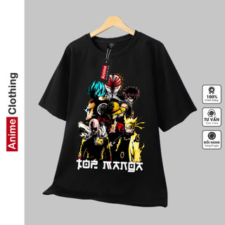 Áo thun Top Manga anime in hình Luffy, Goku, Fairy Tail, saitama One Puch man, naruto unisex Nam Nữ