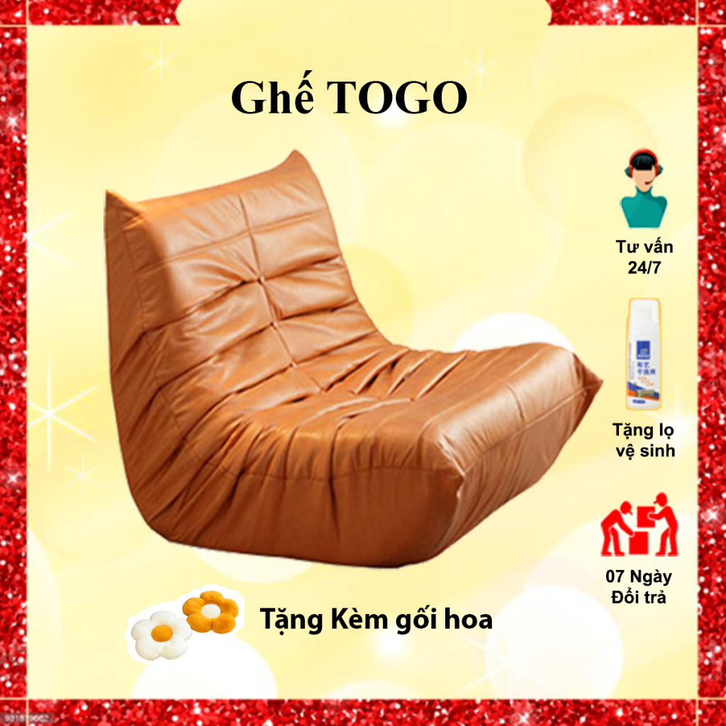 Ghế TOGO Thư Giãn Tựa Lưng, Ghế Thư Giãn Lười, Ghế Sofa Lười Bề Mặt Da, Đệm Êm và Trọng Lượng Rất Nhẹ