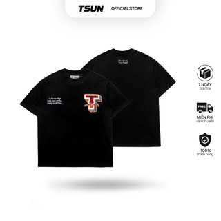 Áo thun tsun flametypo - thêu xù - - đen - thêu tay áo