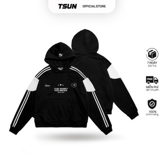 Áo nỉ hoodie tsun millennium stripes - đen/ trắng - - thêu