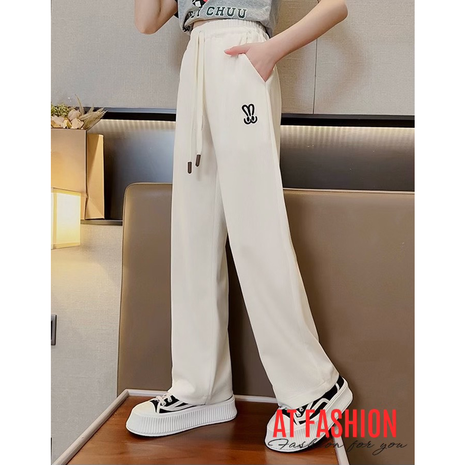 Mcbb 9-24 kg 100% vải cotton quần suông cho bé gái quần dài bé gái quần ống rộng cho bé gái lưng cao đen trắng be trẻ em