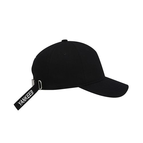 Mũ lưỡi trai MOS CAP màu đen thêu chữ NY lệch cá tính, Mũ bóng chày vải cotton dày dặn phong cách thể thao