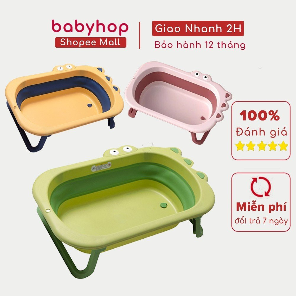 Chậu tắm cho bé Babyhop gấp gọn làm từ nhựa nguyên sinh dành cho bé từ 0- 6 tuổi thành cao size lớn