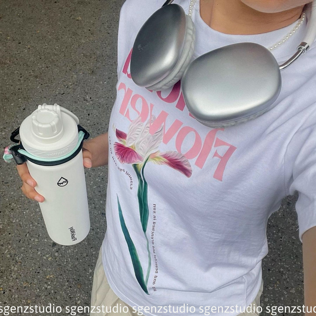 Áo thun baby tee in hoa MONÁ - FLEUR TRẮNG, Form Baby Tee