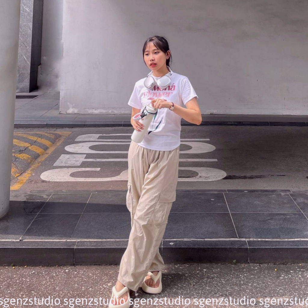 Áo thun baby tee in hoa MONÁ - FLEUR TRẮNG, Form Baby Tee