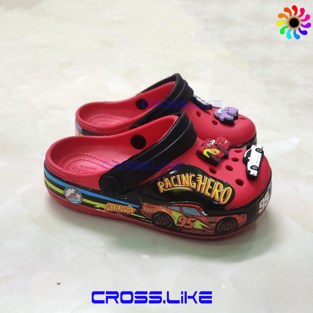 Dép nhựa cho bé Cross Ô TÔ RACING HERO siêu đáng yêu , dép sục cho trẻ, siêu bền, tặng jibbitz siêu cute.