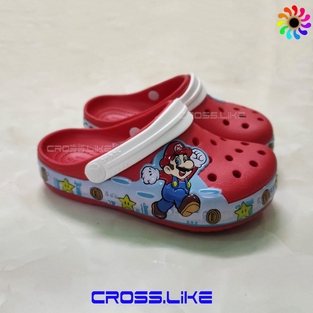 Dép nhựa cho bé trai CROSS, sục MARIO, dép cho trẻ, đúc nguyên khối siêu bền, tặng jizbit siêu cute