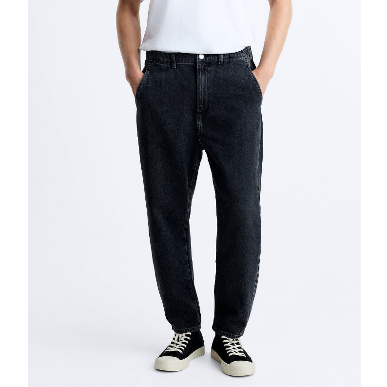 Quần jean nam LAB+ COTTONLAB túi chéo fom carrot fit màu xám đen LAB230101