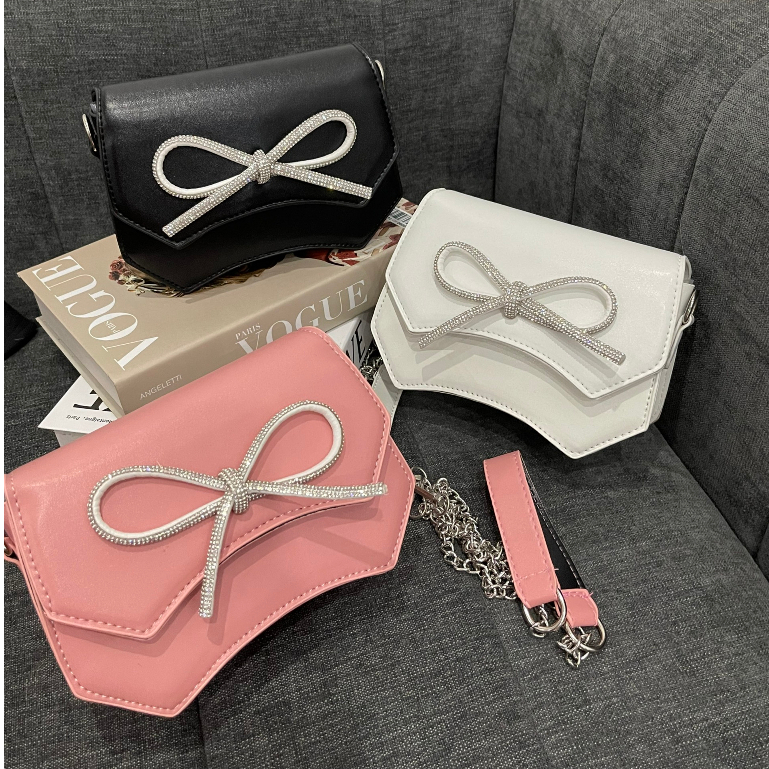 Túi Đeo Chéo Nữ 🔸FREESHIP🔸 Túi Xách Nữ Đẹp Đi Chơi Đính Nơ Đá Hot Trend PK 525