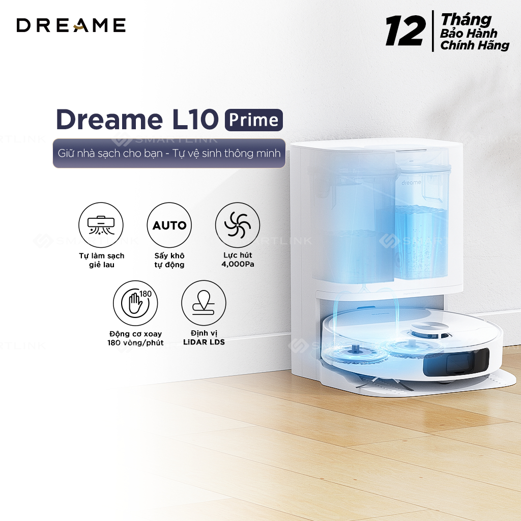 [VOUCHER 500K] Robot lau sàn hút bụi tự làm sạch Dreame L10 Prime - Bản Quốc tế - BH 12 Tháng