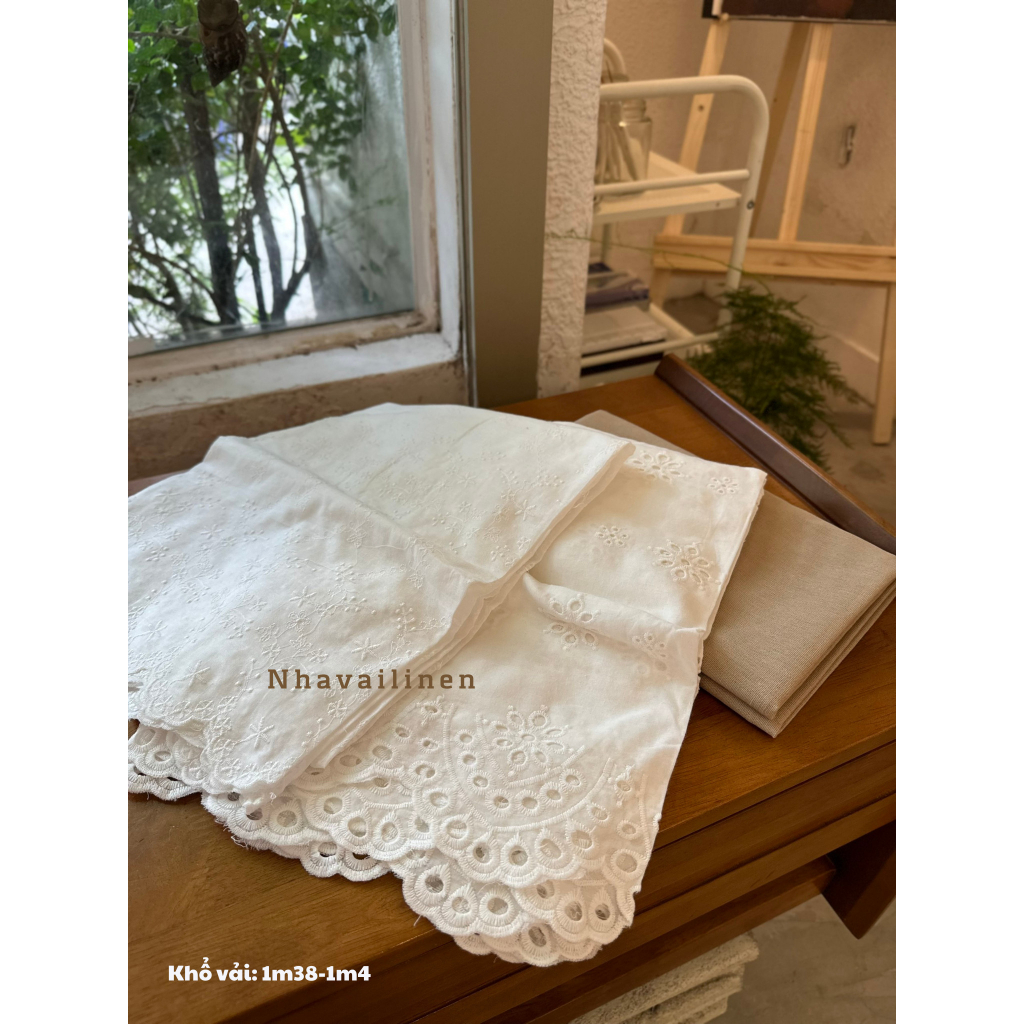 Vải Boi Thêu Hoạ Tiết Hoa Êm Ái, Mỏng Nhẹ, Sang Trọng - Nhà Vải Linen