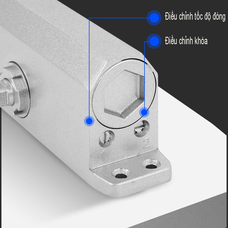 Tay co thủy lực có điểm dừng. dùng cho cửa có trọng lượng từ 25-50kg