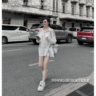 Áo sơ mi hở vai dáng oversize Loại 1 chất siêu đẹp, Sơ mi nữ dài tay dáng dài, Sơ mi trắng nữ dáng basic Memo Store2