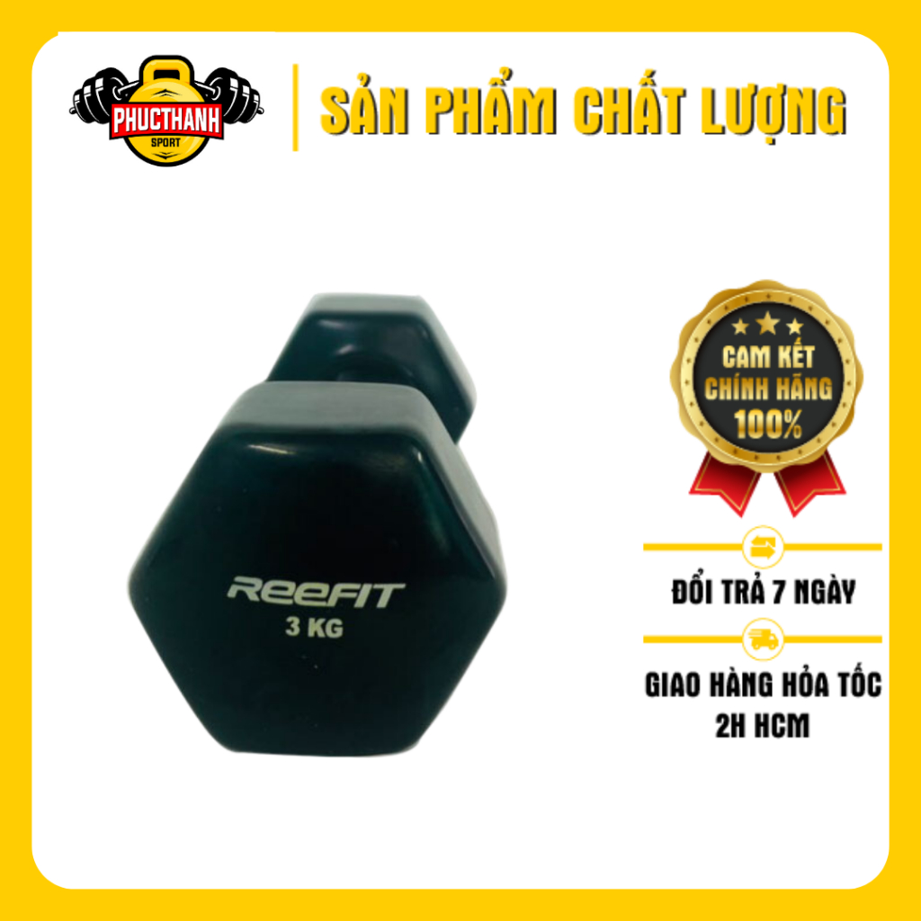 Tạ Tay Cao Su Reefit 3kg màu đen (PHUCTHANHSPORT)