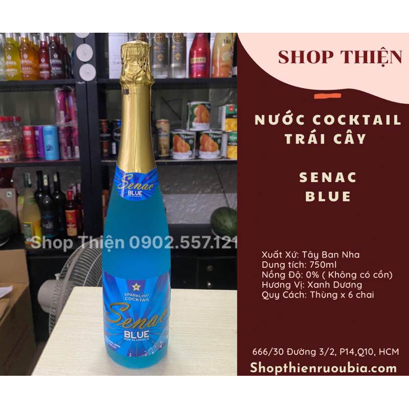 Nước trái cây Tây Ban Nha SENAC Cocktail Sparkling 750ml- Xanh Dương