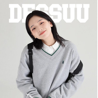  Áo Sweater cổ tim lót bông phong cách đại học