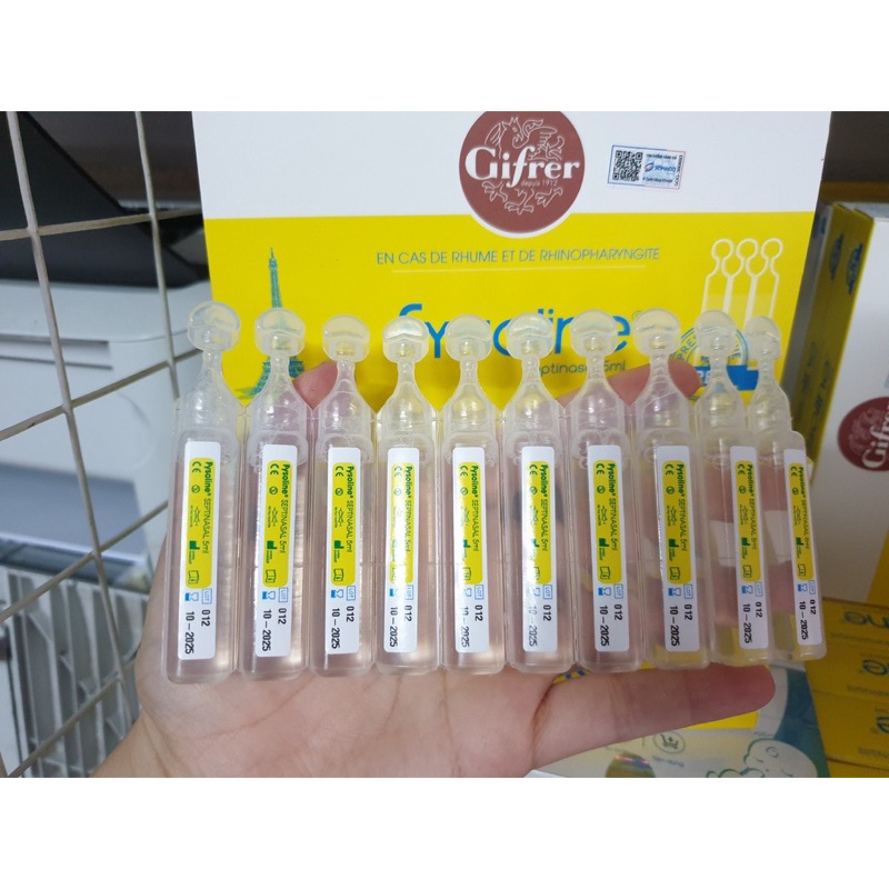 Fysoline - Nước muối sinh lý Kháng khuẩn Pháp / Hộp Vàng - Hỗ trợ nghẹt mũi , viêm mũi , sổ mũi SHC