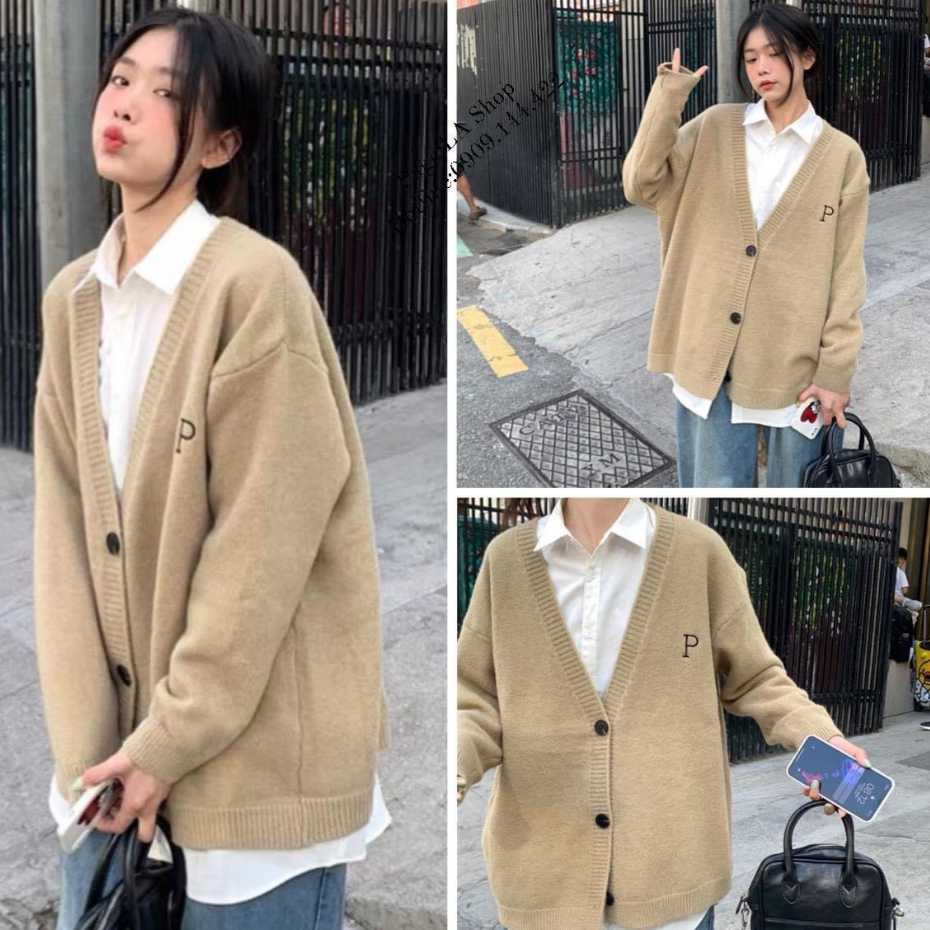 Áo khoác cardigan len nữ Quảng Châu dáng dài form rộng cổ chữ V tổng hợp nhiều mẫu hot 2023 CHOU DELIZ