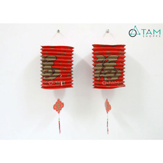 [TRUNG THU-CÓ HỎA TỐC]  Set 02-05 Lồng đèn giấy con sâu chữ Phúc hoạ tiết (tặng que cầm) LDEN-GIAY-03