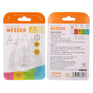 Lẻ / Set núm ty Wesser CỔ HẸP/ CỔ RỘNG Siêu Mềm Có Van Thông Hơi Đủ Size S,M,L,+