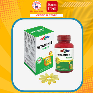 Vitamin E Natural Mediphar USA hỗ trợ đẹp da, giảm lão hóa (viên nang mềm lọ 120 viên)