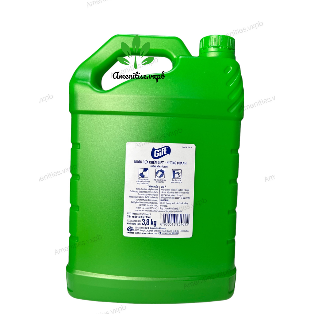 Can nước rửa chén bát Gift 4kg, Chanh