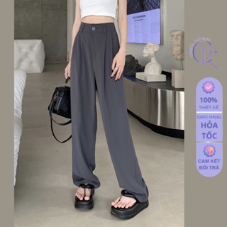 Quần ống suông nữ dáng đứng rộng dài culottes xếp ly lưng cạp cao vải chéo Ý cao cấp không nhăn ELY275