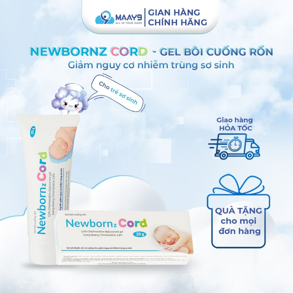 Gel bôi cuống rốn Newbornz cord sát trùng cuống rốn, chống hăm rốn, giảm nguy cơ nhiễm trùng, an toàn với trẻ sơ sinh