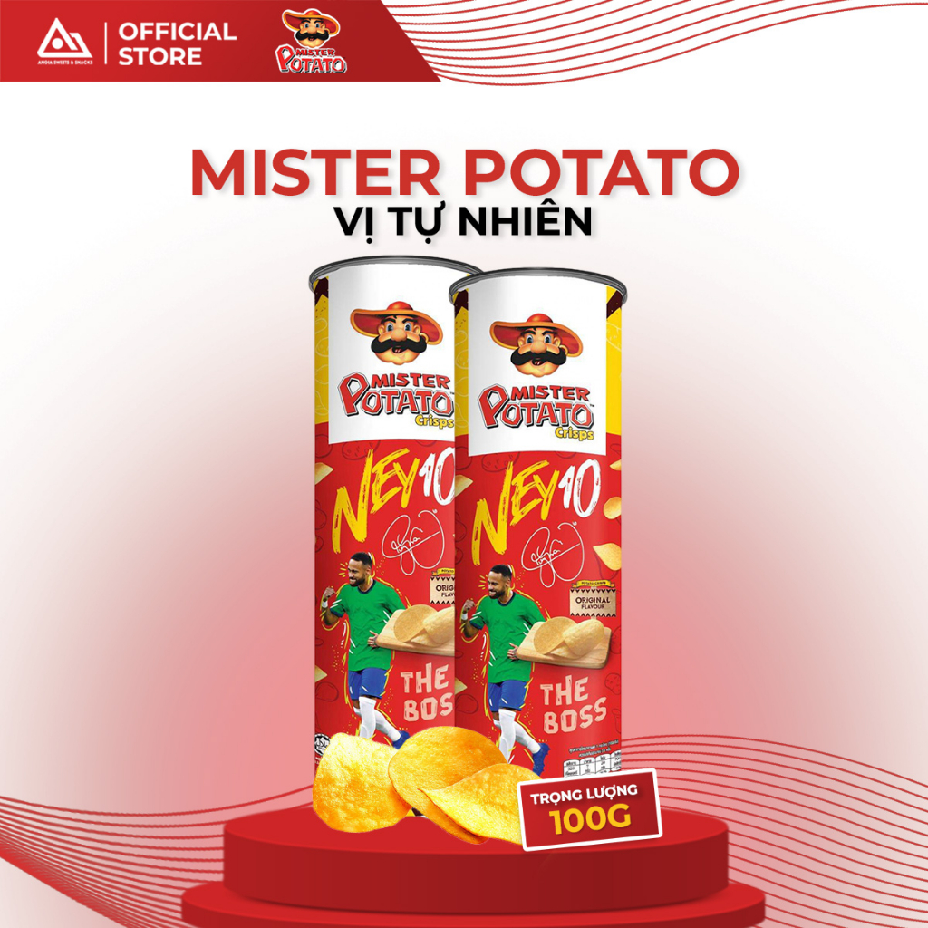 Snack Bánh Lát Khoai Tây Mister Potato có hình Neymar Vị Tự Nhiên lon 100g