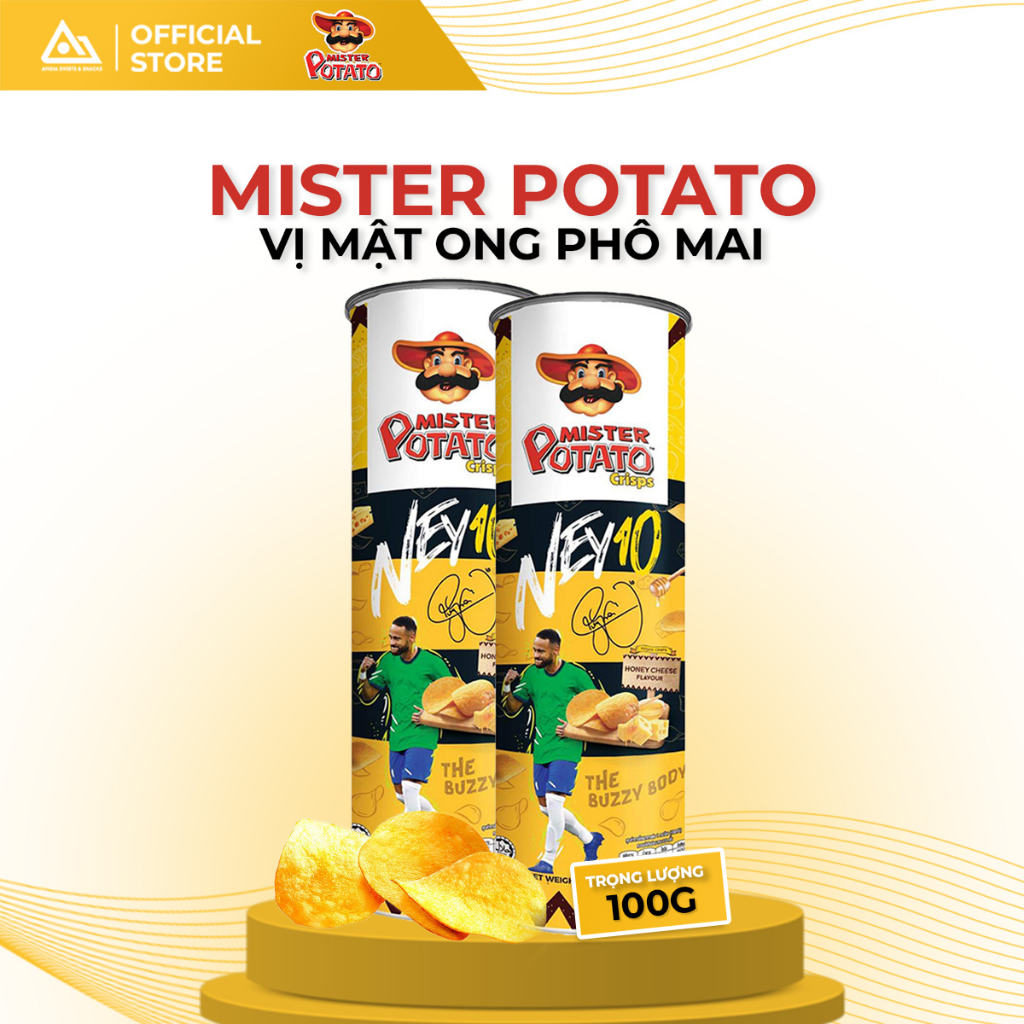 Snack Bánh Lát Khoai Tây Mister Potato có hình Neymar Vị Mật Ong lon 100g