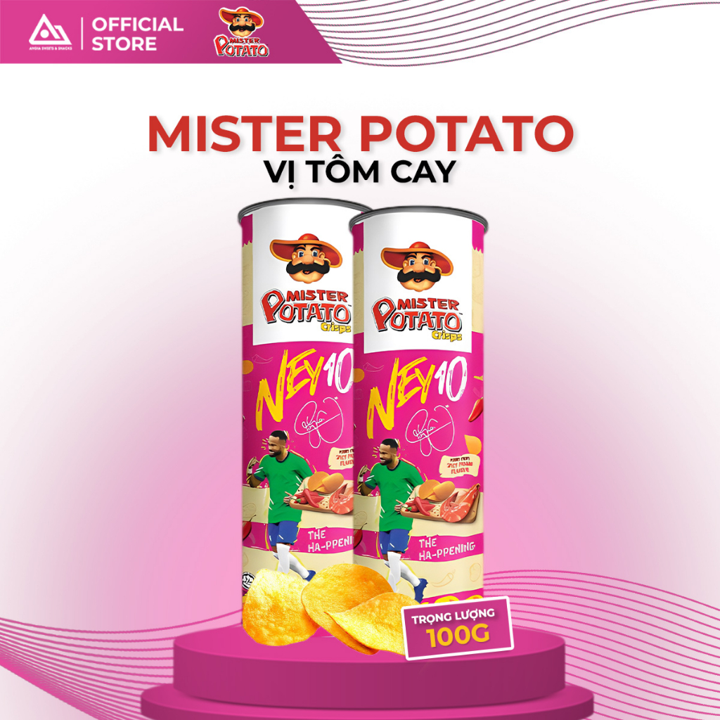 Snack Bánh Lát Khoai Tây Mister Potato có hình Neymar Vị Tôm lon 100g