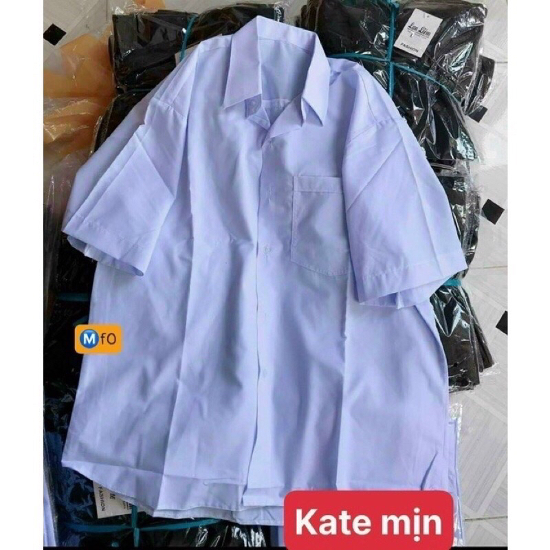 Áo Sơ mi Nữ Trắng Xanh Kate Đẹp Đến Trường Ngắn Tay Và Dài Tay Xịn
