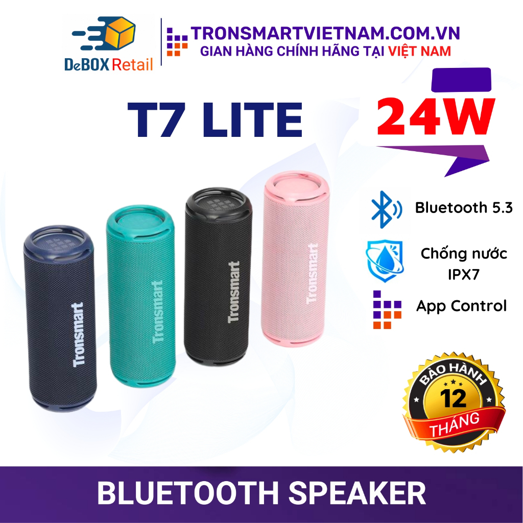 Loa Bluetooth Tronsmart T7 Lite siêu trầm Công suất 24W Chống nước IPX7 Chơi nhạc lên đến 24h | Bảo hành 12 tháng