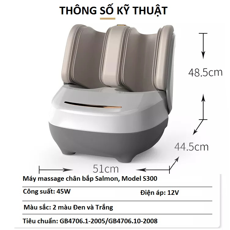 Máy massage Chân Bắp phân hạng Cao Cấp Salmon S300-8D 360 độ- Mát xa thư giãn bàn chân, bắp chân