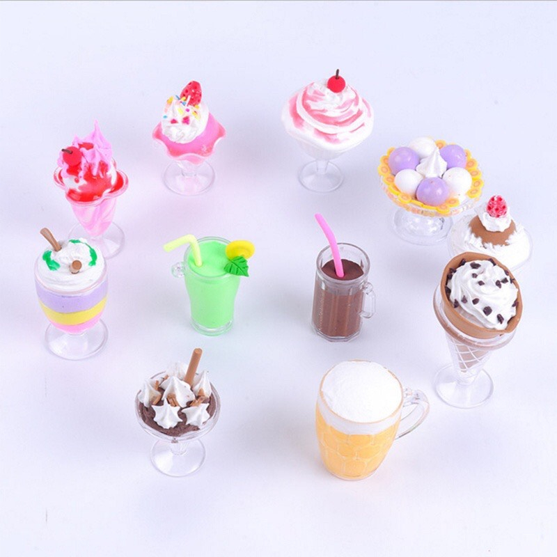 Set 12 Món Chén Đĩa / Cốc / Kem / Đồ Ăn Đồ Dùng Nhà Búp Bê trang trí decor