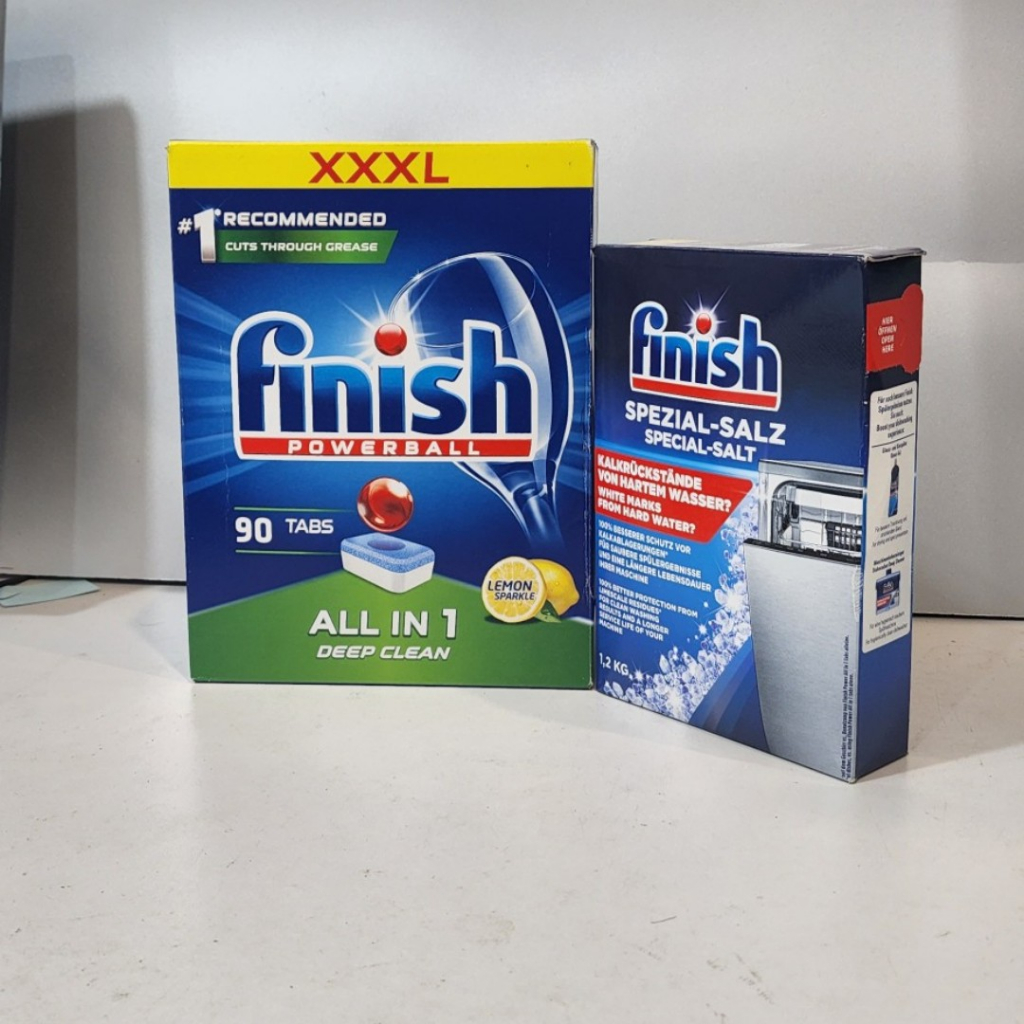 Combo 90 viên rửa bát finish All in 1 + muối rửa bát Finish 1.2kg