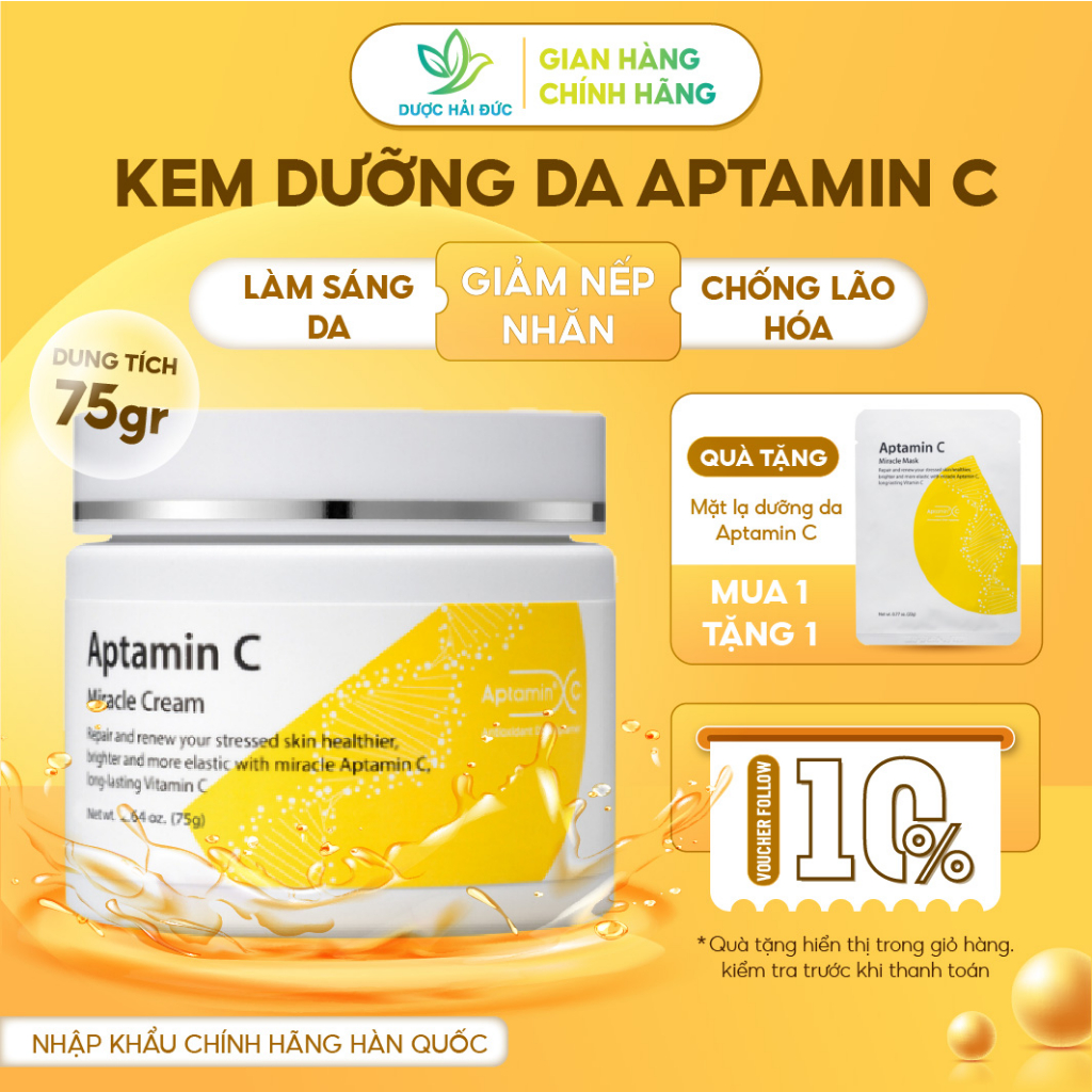 Kem dưỡng Aptamin C Miracle Cream (75g) - Làm sáng, dưỡng ẩm, cải thiện nếp nhăn, ngăn lão hóa da và làm dịu da