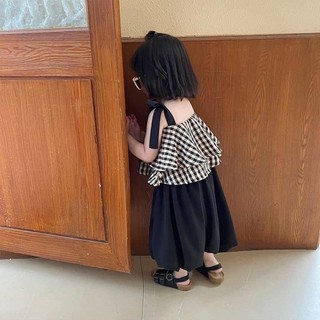 Sét áo 2 dây kẻ tầng quần bom Ali baba siêu đẹp cho bé gái