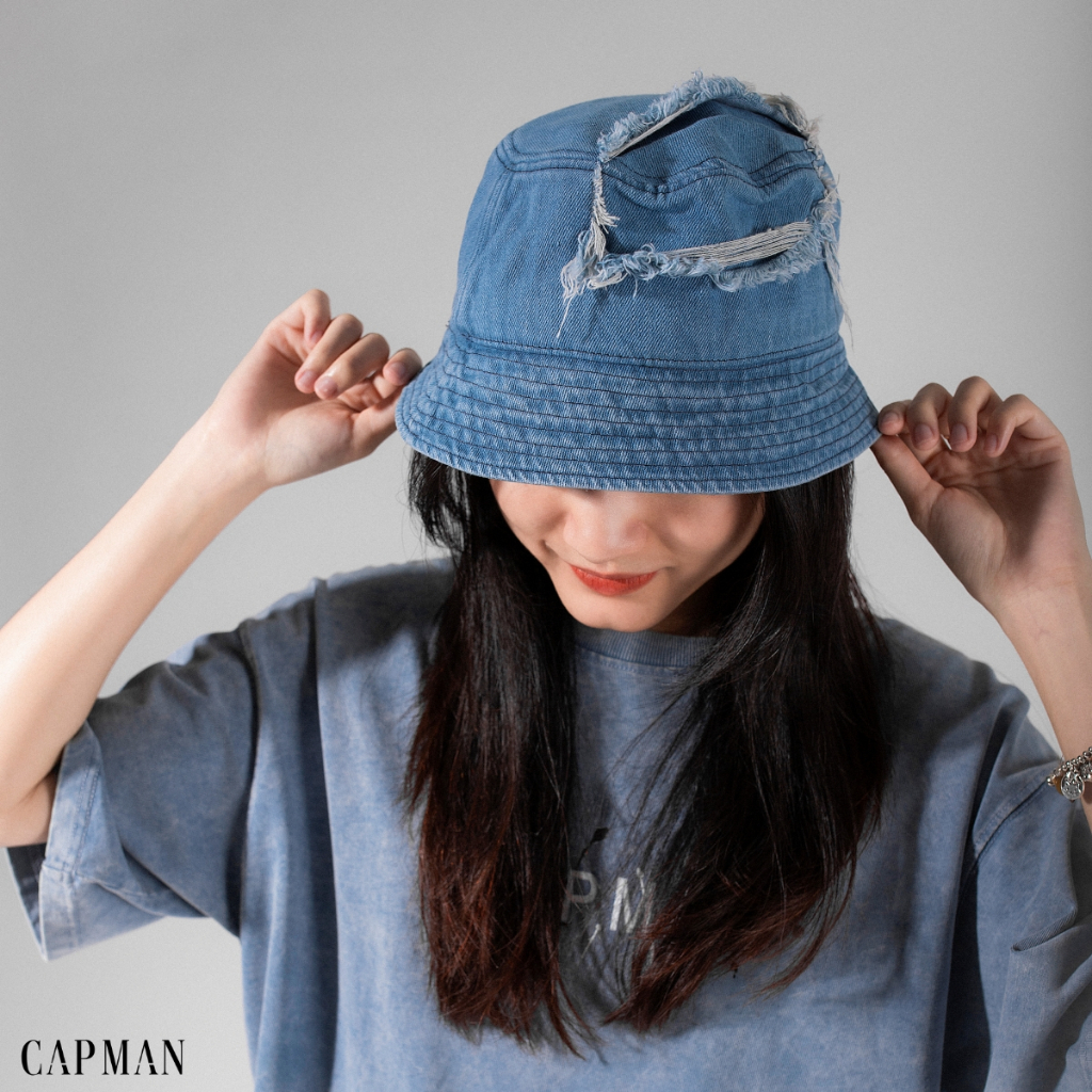 Mũ bucket vành cụp màu xanh jean CAPMAN CM12