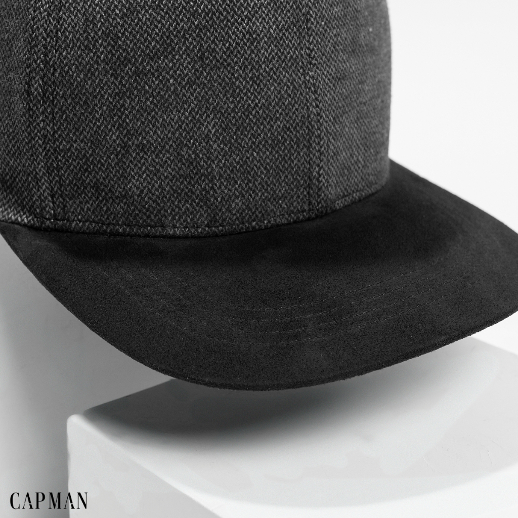 Mũ snapback màu xám đen CAPMAN lưỡi ngang CM14