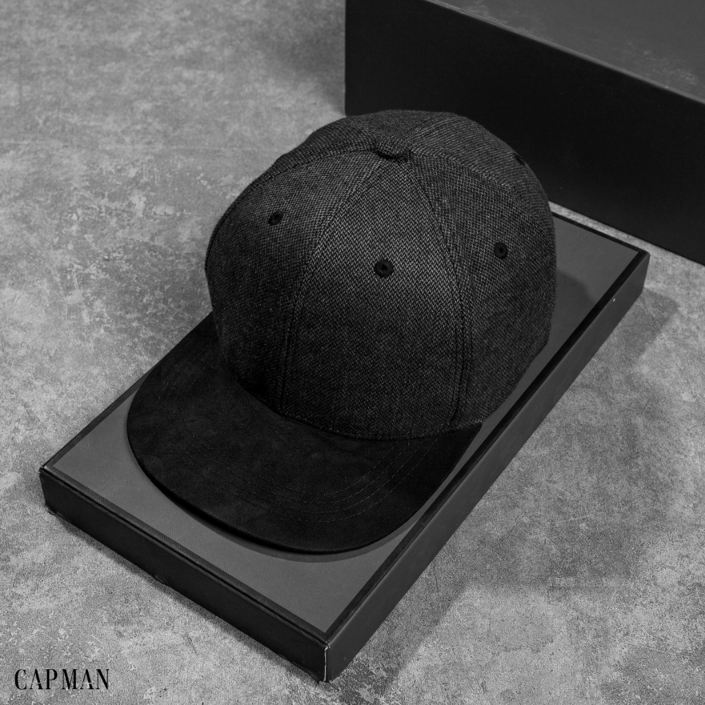 Mũ snapback màu xám đen CAPMAN lưỡi ngang CM14