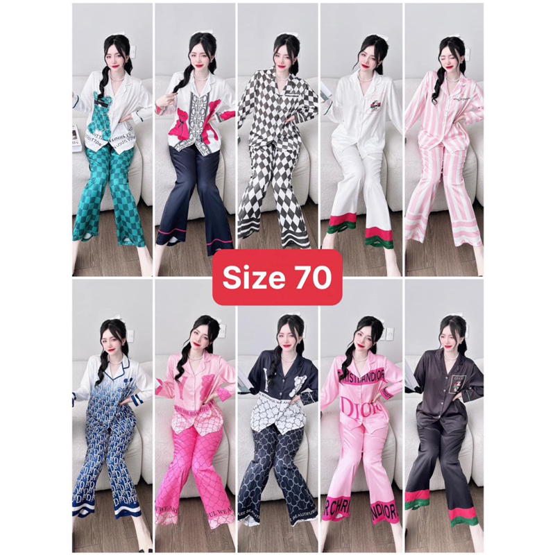 Đồ mặc nhà lụa mềm,mịn,mát,áo tay dài quần dài hoạ tiết sang chảnh,freesize