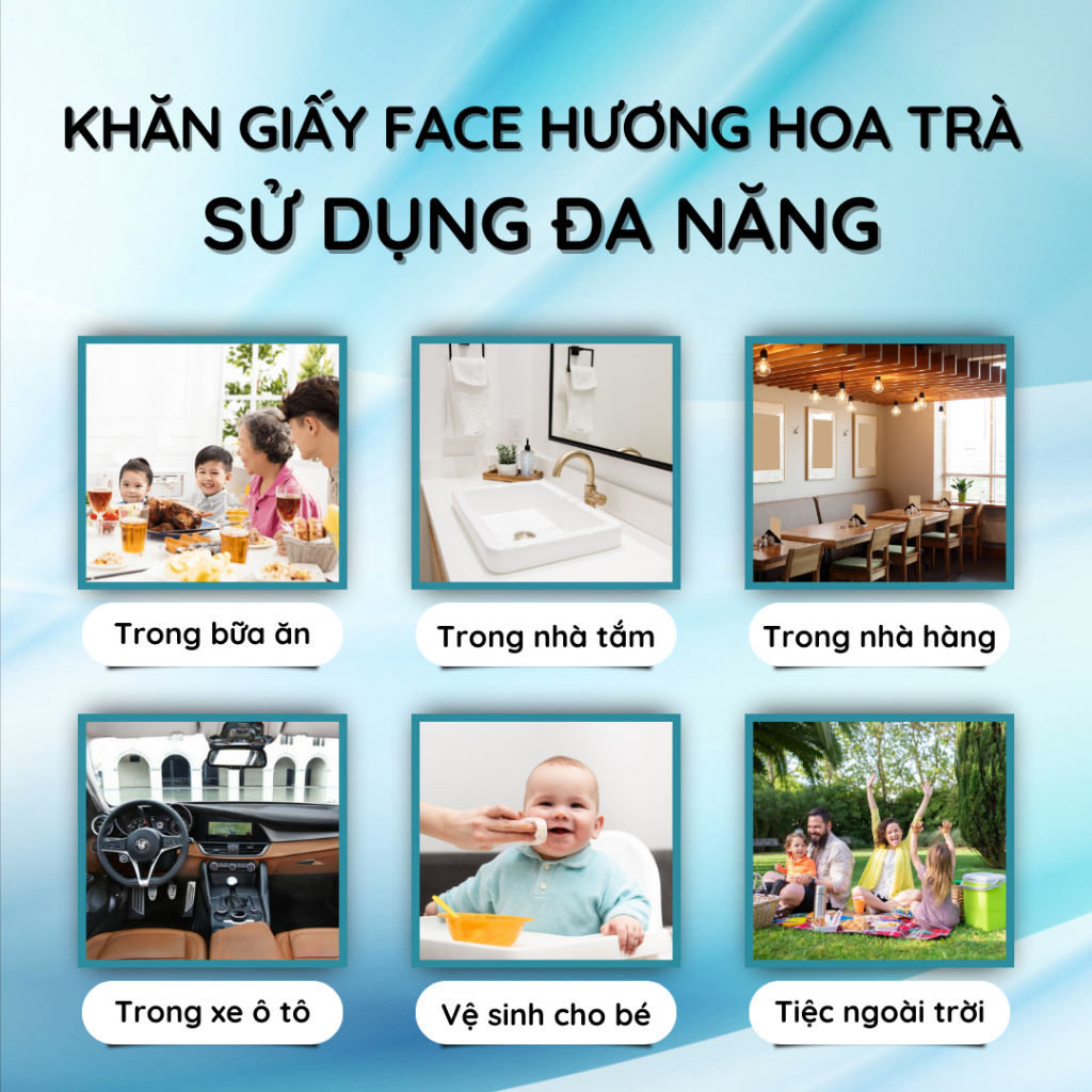Giấy Ăn Gấu Trúc, Khăn Giấy 3 Lớp Hương Hoa Trà, Giấy Face Nội Địa Trung Cao Cấp Siêu Dai, Mềm Mịn