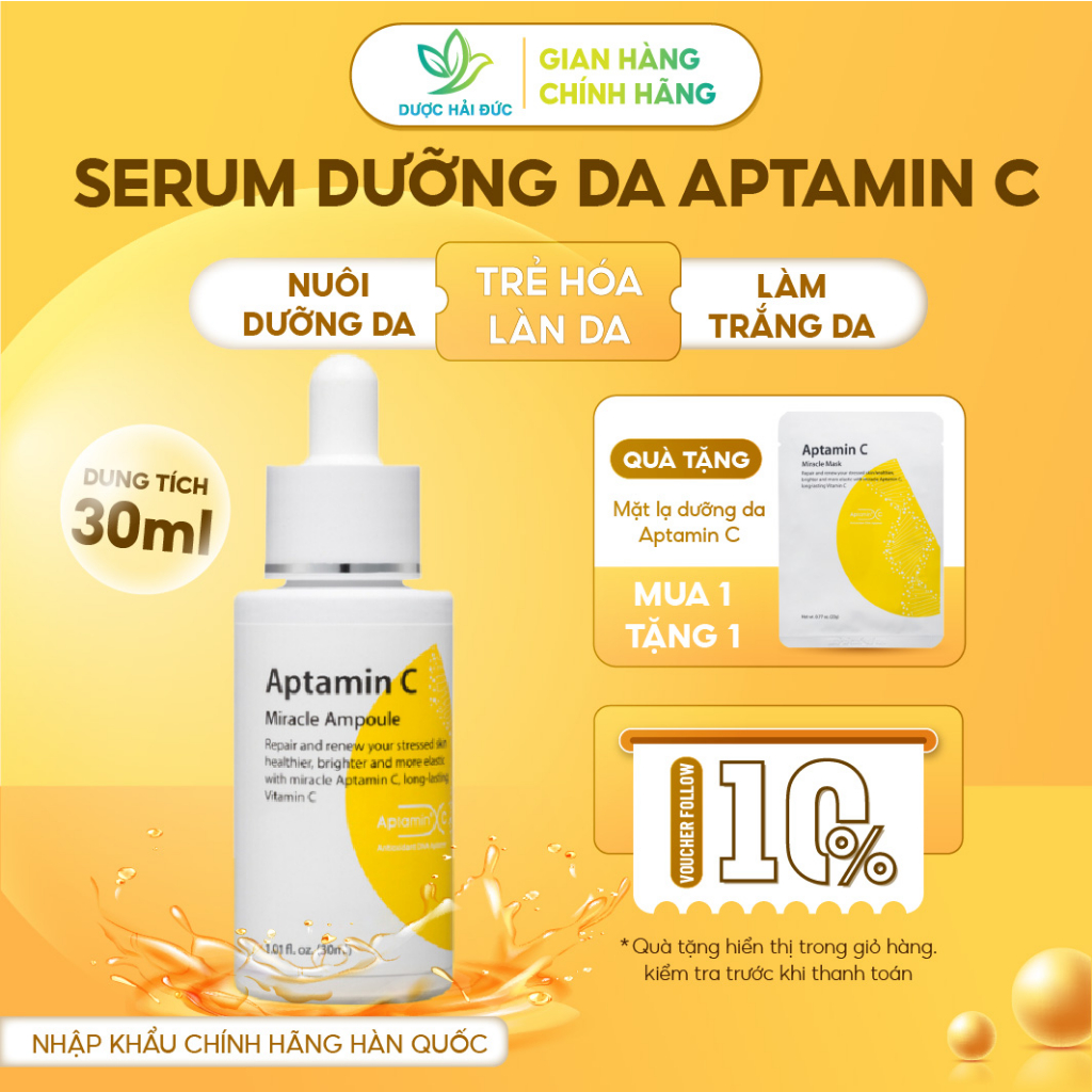 Tinh chất serum Aptamin C Miracle Ampoule (30ml) - Nôi dưỡng, trẻ hoá, làm trắng, phục hồi cho làn da không tuổi