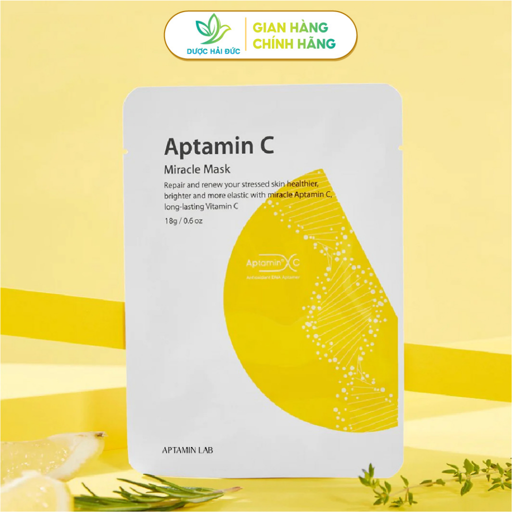 Mặt nạ Aptamin C Miracle Mask (Hộp/10 miếng) - Cấp ẩm và xoá mờ vết nhăn cho da trắng sáng, mịn màng